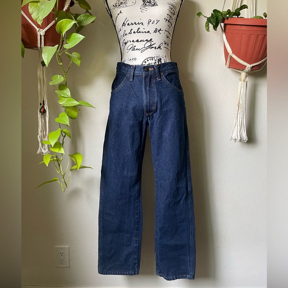 Rustler vintage dark blue jeans, 30” waist x 37” length